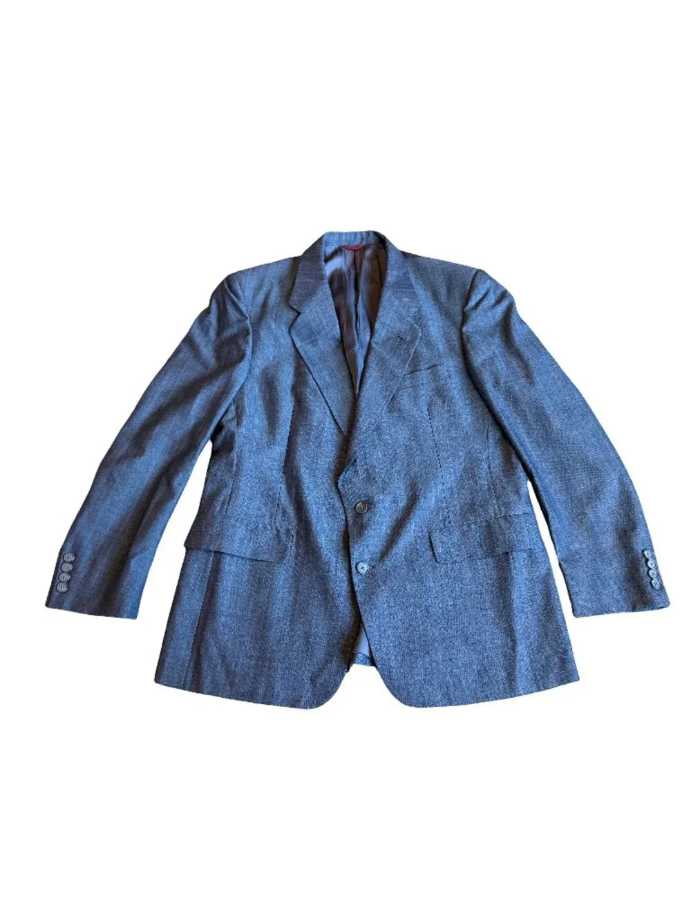 Hart Schaffner & Marx Blue Grey Wool Blazer Sport Notch Lapel Two Size 44R Men's